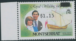 MONTSERRAT 1983 1.15 $ On 3 $ On Charles & Diana U/M MAJOR VARIETY: MISPRINT - Montserrat