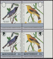 MONTSERRAT 1985 200th Birthday Audubon Birds 15 C U/M Se-tenant MAJOR VARIETIES - Montserrat