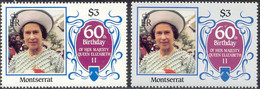 MONTSERRAT 1986 60th Birthday Queen Elizabeth II 3$ U/M VARIETY MISSING COLOR - Montserrat