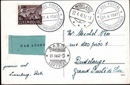 Luxembourg, Luxemburg 1947 Carte 1er Vol Postal Luxembourg-Bâle, 2 Scans - Cartas & Documentos