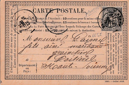 ORNE ( 59 ) « MORTREE »  CPI Ordinaire - Tarif à 15c. (15.1.1873/30.4.1878) N°66 T.IS -  15c. SAGE (Emis. Du 16.6.1876) - Precursor Cards