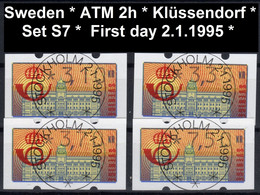 1992 Schweden Sweden ATM 2 H / Satz S7 Ersttag Vollstempel 2.1.1995 / Klüssendorf Automatenmarken Frama Automatici - Viñetas De Franqueo [ATM]