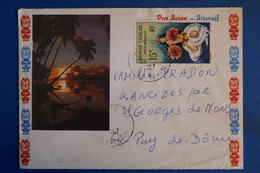 M22 POLYNESIE BELLE LETTRE POSTE AERIENNE 1967 PAPEETE POUR PUY DE DOME FRANCE + AFFRANCHISSEMENT PLAISANT - Storia Postale