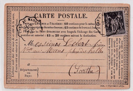 POSTE FERROVIAIRE * Convoyeur Ligne *   ORNE ( 59 )  « MESLE Sur Sarthe » CPI Ordinaire - Tarif à 10c. (1.5.1878/15.1.19 - Cartes Précurseurs