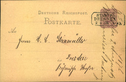 1876, "STADTPOST DRESDEN XI", Ra3 Auf 5 Pfge. Ortskarte In DRESDEN - Saxony