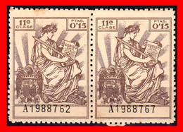 ESPAÑA  ( POLIZA FISCAL 11ª CLASE VALOR 0.15 CENTIMOS DE PTAS. POLIZA NºA1988762-Y 19898767 SERIE AÑO 1940-45 - Fiscales