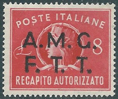 1947 TRIESTE A RECAPITO AUTORIZZATO 8 LIRE MNH ** - RE2 - Posta Espresso