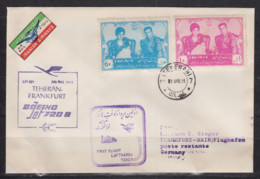 Iran Dt.Lufthansa 1961 Rückflug Teheran 1.VII.61 Nach Frankfurt/Main Mit Violettem Bestätigungs-o , MiF 1066/1100 - Iran