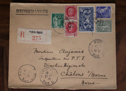 France 1942 Paire Petain Legion Américaine 1927 Semeuse Enveloppe Cover Timbre Recommandé Superbe Affranchissement ! - Guerre De 1939-45