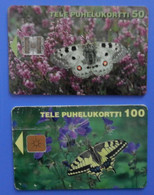 X2 Finland Butterfly Papillon Mariposa Schmetterling Farfalla Insect Butterflies Puhelukortti Machaon Apollo - Schmetterlinge