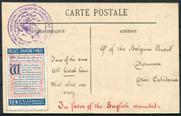1916 Nouvelle Caledonie Postcard, Red Cross Belgique Consulat, Asquith Prime Minister, Propaganda Belges Souvenz-Vous - Covers & Documents