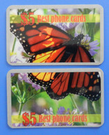 USA X2 Puzzle Butterfly Schmetterfling Papillon Farfalla Best Phone Cards America United States Monarch Danaus - Vlinders