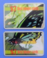 USA X2 Puzzle Butterfly Schmetterfling Papillon Farfalla Best Phone Cards America United States Birdwing Ornithoptera - Vlinders