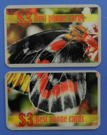 USA X2 Puzzle Butterfly Schmetterfling Papillon Farfalla Best Phone Cards America United States - Vlinders