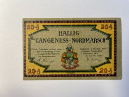 Allemagne Notgeld Hallig 20 Pfennig - Collections