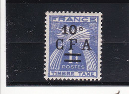 REUNION, Timbre Violet, Neuf, France, Série Gerbe à 1f., Avec Surcharge C.F.A. Noir 10centimes - Voir - Postage Due