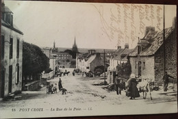 Cpa, PONT-CROIX - Rue De La Paix, Animée (attelages), éd LL, écrite - Pont-Croix