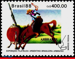 Ref. BR-2156 BRAZIL 1988 PHILATELY, ARBRAFEX PHILATELIC, EXHIBITION, HORSE, MI# 2275, MNH 1V Sc# 2156 - Nuovi
