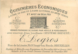 200321B - CARTE DE VISITE XIXème - BELGIQUE BRUXELLES Cuisinière Poêle Fourneau E LEGROS Expo 1880 1885 1888 Tarif - Old Professions