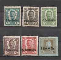 0342 / Oesterreich (Feldpost Italien) - 1918 - 6 Werte Ex Nicht Ausgegebene Ausgabe Mi. I-XIV ** / € 4.50 - Nuevos