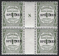 FRANCE Cours D'instructions N°43 CI 2 Type Recouvrements Spécimen Bloc De 4 Millésime 8 Fraicheur Postale Signé Calves - Specimen