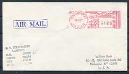 1977 Japan Yokohama Port Franking Machine / Metermark Airmail Cover M.V. STRATHARDLE London Ship - Brieven En Documenten