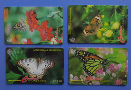 Antigua & Barbuda X4 Butterfly Papillon Mariposa Schmetterling Farfalla Caribbean Monarch Fritillary - Vlinders