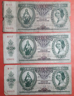 Lot 3 Banknotes Hungary 10 Pengo 1936 (4) - Hungary