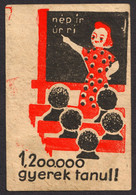 Communist POLITCAL Propaganda 1950 Hungary Poster Vignette Label Cinderella - SCHOOL TEACHER STUDENT Writing Whiteboard - Autres & Non Classés