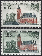 France Calais N°1316** 0.85c Variété Fond Du Timbre Vert Avec Normal Pour Comparaison TTB Signé Calves - Unused Stamps