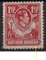 1938 Ca-red 1½d Position 7/1 Printer’s Mark Lower Right, Diagonal Shift Of Frame - Nordrhodesien (...-1963)