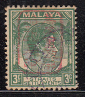 3c Used Chop Ovpt,  KGVI Series Straits Settlements, Military Service, Japanese Malaya Occupation 1942, Cat £75. - Occupation Japonaise