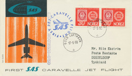 NORWAY 1959, First Flight SAS First Caravelle Jet Flight "OSLO - DÜSSELDORF" - Cartas & Documentos