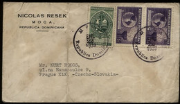 S7057 - Republik Dominicana Briefumschlag: Gebraucht Moca - Prag 1939 , Bedarfserhaltung , Gefaltet. - República Dominicana