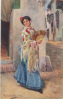 CPA  -36235 - Espagne - Femme En Tenue Traditionnelle -Dessin De Luis Del Aguila - Autres & Non Classés