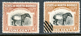 NORTH BORNEO 1909 Malayan Tapir Both Colours VFU TWO RARE VARIETIES RR!! - North Borneo (...-1963)