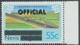 NEVIS 1980 55C New Runway Golden Rock W DOUBLE OVERPRINT "OFFICIAL" U/M VARIETY - St.Christopher, Nevis En Anguilla (...-1980)
