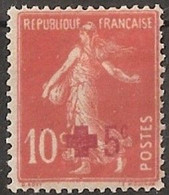 France Yvert 146a * Semeuse Croix-Rouge Rouge-orange Par Surcharge - Usados