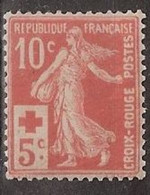 France Yvert 147a * Semeuse Croix-Rouge Rouge-orange Par Insertion, Provient Du Carnet De 7.1915 - Used Stamps