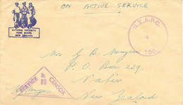 NEW ZEALAND "N.Z.A.P.O. 4 150." Viol. CDS + Triangle SERVICE No. 69 CENSOR WWII - Cartas & Documentos