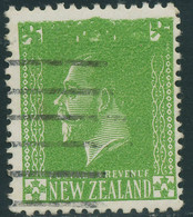 NEW ZEALAND 1925 Georg V 1/2 D Green VFU MAJOR ERROR & VARIETY VERY WET PRINTING - Plaatfouten En Curiosa