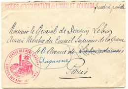 MOROCCO 1915, “Corps D’Occupation De L’Amalat D‘Oudjda”, Red Straight Line - Lettres & Documents