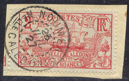 NEW CALEDONIA 1927 2 Fr. On Piece "NOUMEA N'elle CALEDONIE" MISSING BLUE COLOR - Geschnittene, Druckproben Und Abarten