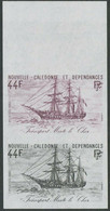 NEW CALEDONIA 1982 44 Fr. Ships "Le Cher" Very Rare Imperforated Proof Pair - Non Dentelés, épreuves & Variétés