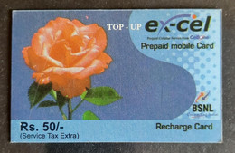 158.INDIA USED PHONE CARD , BSNL  MOBILE, TOP UP CARD, FLOWER, ROSE . - Indien