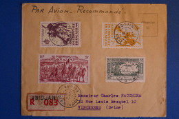M25 COTE D IVOIRE BELLE LETTRE  RECOM.1947 ABIDJAN  POUR VINCENNES FRANCE+ AFFRANCHISSEMENT PLAISANT - Brieven En Documenten