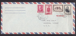 Iceland: Airmail Cover To USA, 1957, 4 Stamps, Skalholt, Church, History, Religion, Hafstein, Poet (minor Damage) - Cartas & Documentos