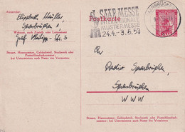 SAAR  1953  ENTIER POSTAL/GANZSACHE/POSTAL STATIONARY CARTE DE SAARBRÜCKEN - Postal Stationery