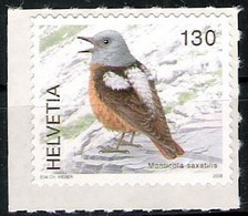 SWITZERLAND SUISSE SCHWEIZ SVIZZERA 2008 BIRD BIRDS FAUNA AVICOLA MONTICOLA SAXATILIS CENT. 130 MNH - Moineaux