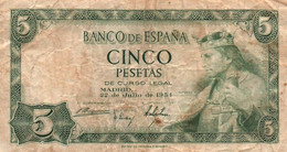 ESPAGNE 5 PESETAS 1954 - 5 Peseten